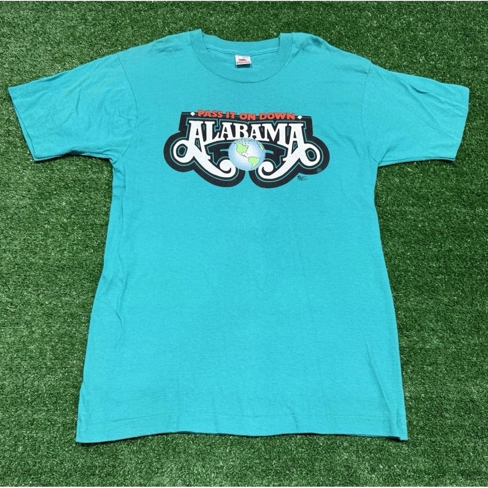 1991 ALABAMA Pass It On Down Concert World Tour Teal Single Stitch T-Shirt Large